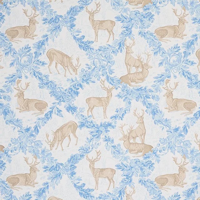 Sample - Schumacher Woburn Meadow Wallpaper in Ice For Sale