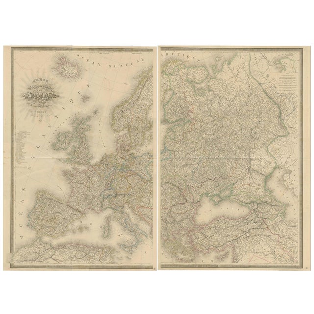 Maps of Europe by Andriveau-Goujon, 1849, Set of 2 For Sale