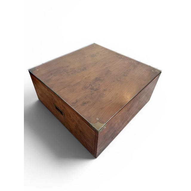 Wood Burr Maple Campaign Drawers with Brass Motifs, 1970, Set of 2 For Sale - Image 7 of 18
