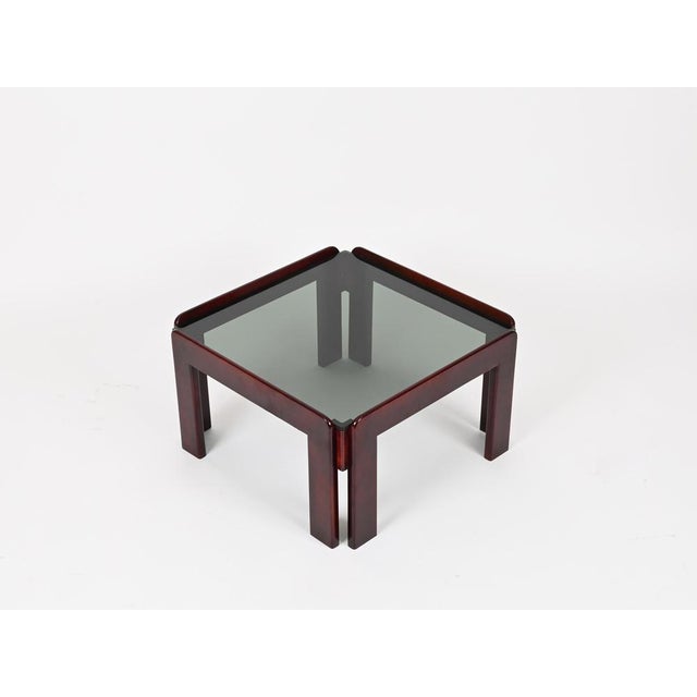 Square Coffee Table with Smoked Glass by Afra & Tobia Scarpa, Italy, 1960s For Sale - Image 9 of 15