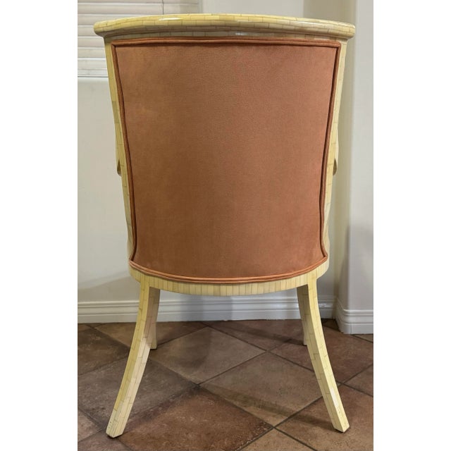 Vintage Tessellated Bone Lounge Arm Chair With Suede Upholstery Attributed to Enrique Garcel For Sale In Los Angeles - Image 6 of 9