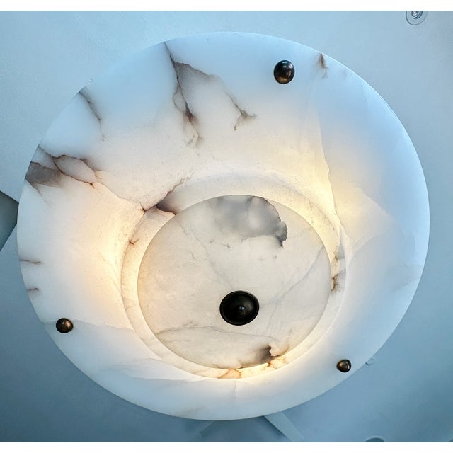 Large French Directoire Style Alabaster Pendant Chandelier For Sale - Image 11 of 17