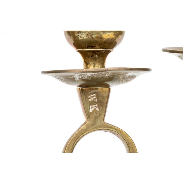 Vintage Brass Seven Light Menorah Candelabra For Sale - Image 9 of 11