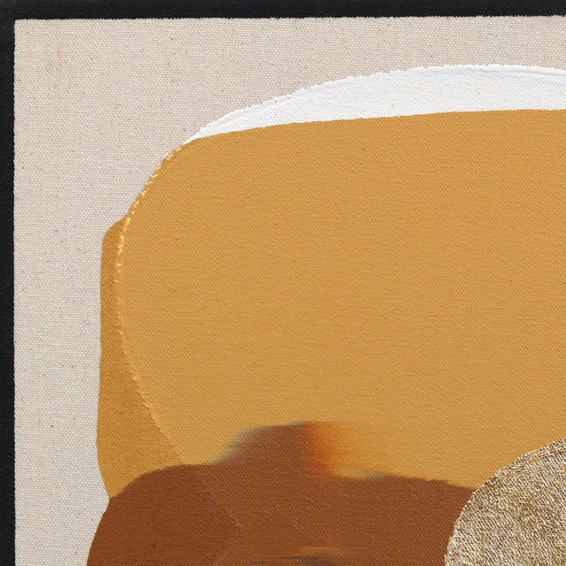 Gold Eternal Sunsets Mini: Aura - Original Warm Ochre Brown Abstract Acrylic and Gold Leaf Painting by Jason DeMeo For Sale - Image 8 of 10