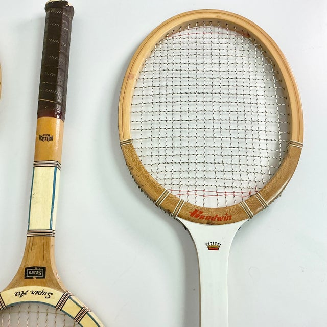 Vintage Mid-Century Americana Boho Chic Wood Tennis Rackets - Set of 3 For Sale - Image 13 of 13