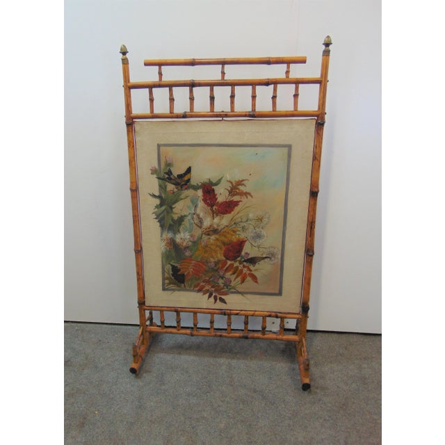 Brown Aesthetic Victorian Bamboo Firescreen For Sale - Image 8 of 8