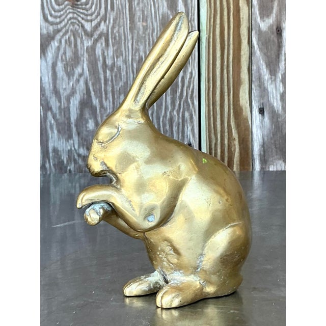 Boho Chic Vintage Boho Solid Brass Bunny For Sale - Image 3 of 6
