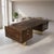 1970s Romweber Burl Wood and Gold Trim Executive Desk With Filing Drawers For Sale - Image 6 of 18