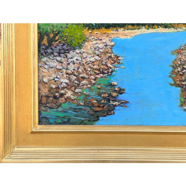 Blue Jerry Greenberg "Passing Clouds" Contemporary Realistic Texas Nature River Landscape Painting, 2020s For Sale - Image 8 of 11
