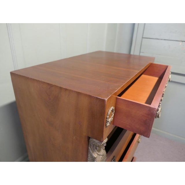 Wood Tall Empire Neo-Classical French Walnut Chest of Drawers, 1950 For Sale - Image 7 of 8