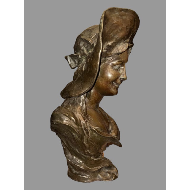 Bronze Antique French Victorian 22" Bronze Statue Sculpture of a Maiden v. Bruyneel For Sale - Image 8 of 12