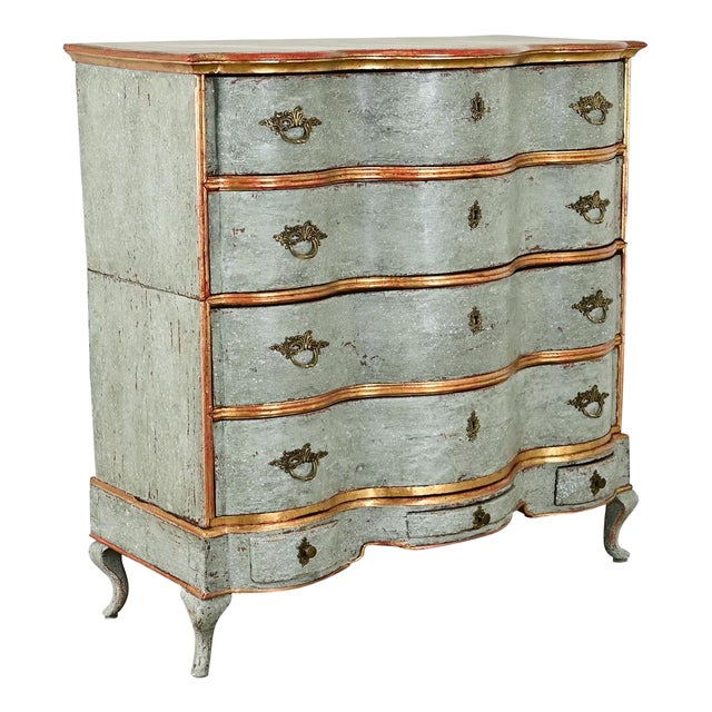Italian 20th Century Painted & Gilt Chest of Drawers For Sale