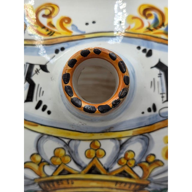 Amazing Rare Antique XL Mid 19th C Italian Majolica Olive Oil Jar Heraldic Lions Hand Painted For Sale - Image 9 of 18