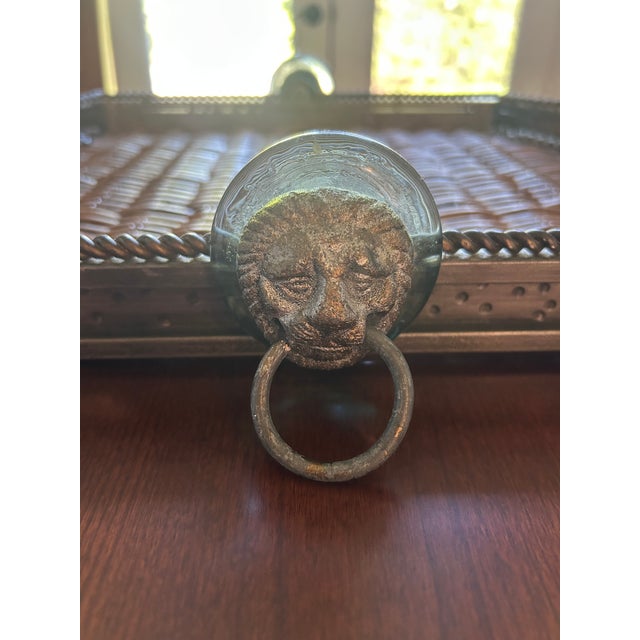 Hollywood Regency Late 20th Century Maitland-Smith Style Wrought Iron and Wicker Tray For Sale - Image 3 of 5