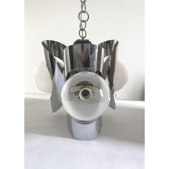 Mid-Century Modern Chandelier in Metal Chrome and Glass, 1970 For Sale - Image 8 of 18