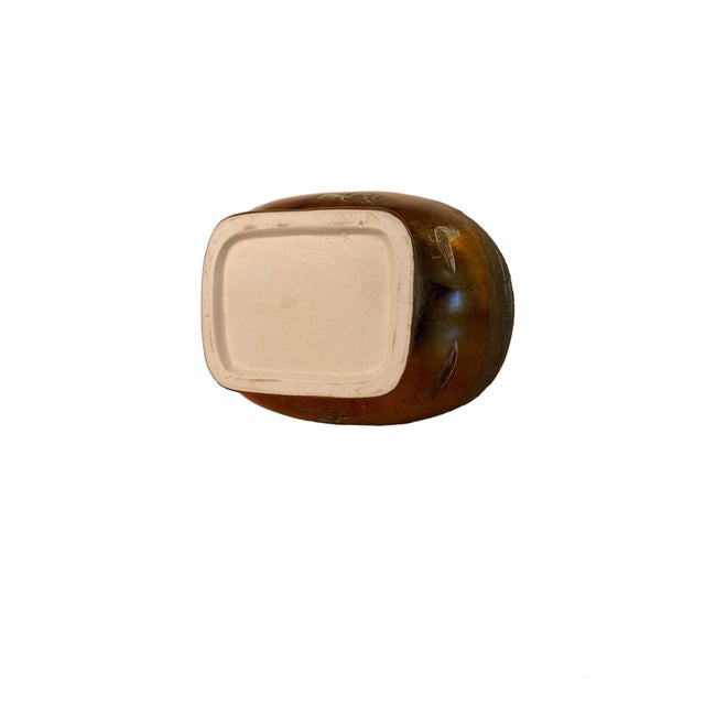 Vintage Egyptian Amphora Etched Hieroglyphics Hi-Sheen Golden Glazed Porcelain Vase Reproduction For Sale In Los Angeles - Image 6 of 6