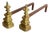Fireplace Andirons in Brass & Wrought Iron, France, 1900s, Set of 2 For Sale