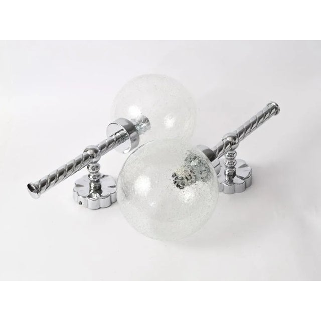 Mid-Century Modern Bubble Glass and Chrome Sconces from Karl Lenz, 1970s, Set of 2 For Sale - Image 3 of 8
