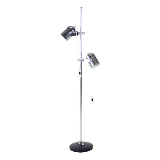 Vintage Chrome Double Spotlight Floor Lamp from Combi Lux, Czechoslovakia, 1970s For Sale