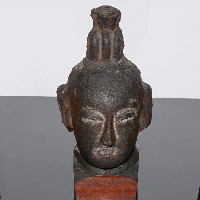 Asian Song to Ming Dynasty Cast Iron Daoist Buddhist Head For Sale - Image 3 of 10