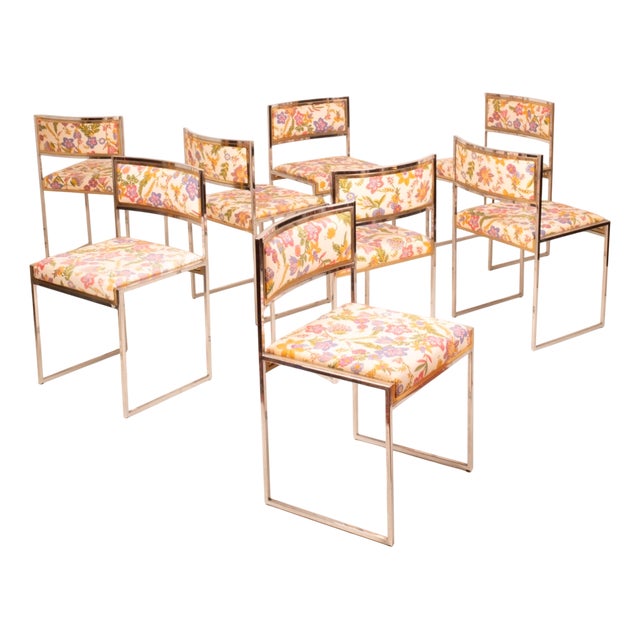 SQ-AL Chairs in Brass and Steel, 1970s, Set of 8 For Sale