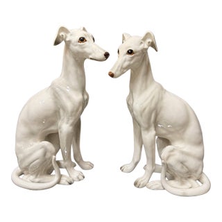 1960s Italian Ceramic Whippets, a Pair For Sale