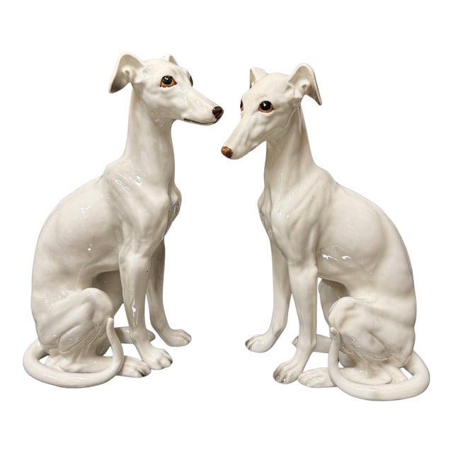 1960s Italian Ceramic Whippets, a Pair For Sale