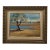 Vintage Original Oil Landscape Painting Solitary Tree in Ochre and Blue For Sale