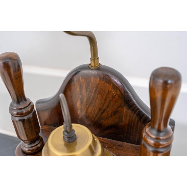 Large Marine Nautical Wooden Table Lamp With Brass Lantern For Sale In Philadelphia - Image 6 of 15