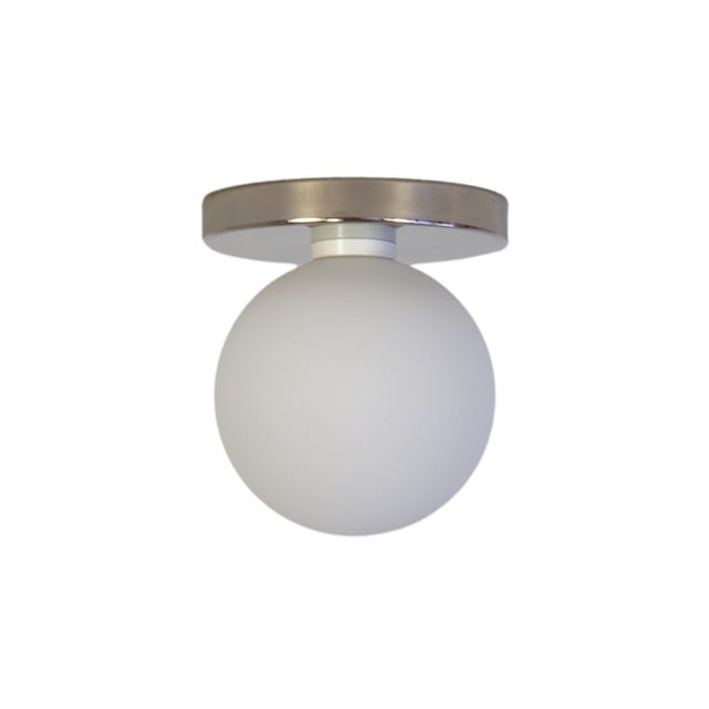 Not Yet Made - Made To Order Globe Flush Mount Polished Nickel, 5 Inch Glass Globe, by Research.Lighting, Modern, Minimal For Sale - Image 5 of 8