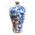 Large Chinoiserie Bottleneck Vase in Blue Phoenix and Gold Decoration For Sale