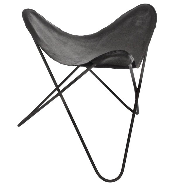 1950s Vintage Jorge Ferrari-Hardoy Black Wrought Iron "Butterfly" Sling Stool For Sale - Image 6 of 6