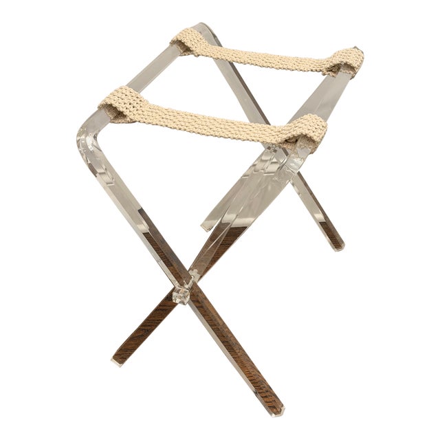 Vintage Lucite Folding Luggage Stand by Creations at Dallas — Mid-Century Modern For Sale