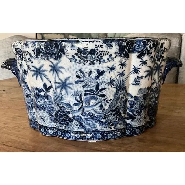 White 20th Century Chinese Blue and White Footbath For Sale - Image 8 of 9