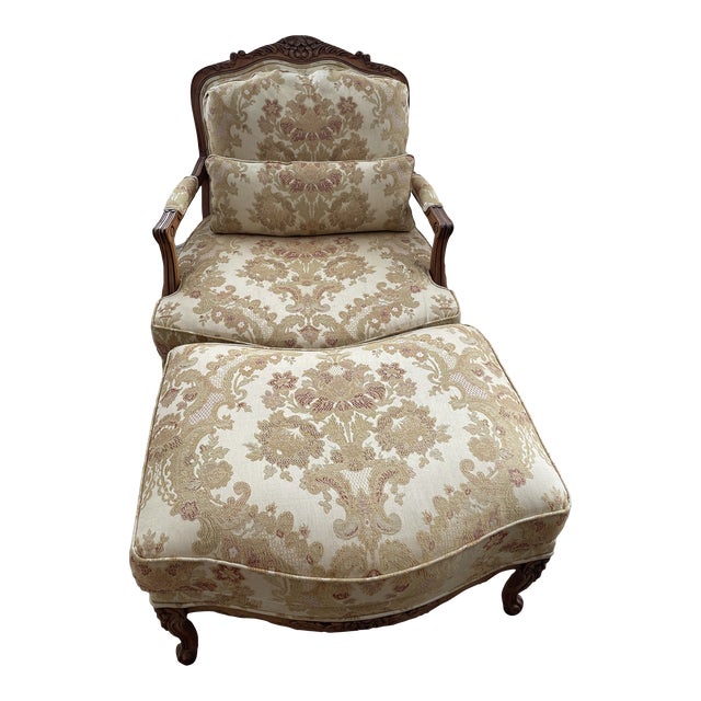 2000s Henredon Chair and Ottoman - Set of 2 For Sale