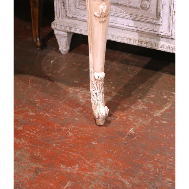 Wood Early 20th Century French Louis XV Painted Oak Wall Console Table For Sale - Image 7 of 8