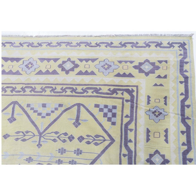 Textile Doris Leslie Blau Vintage Dhurrie Pale Sand With Lavender Flatweave Cotton Rug For Sale - Image 7 of 11