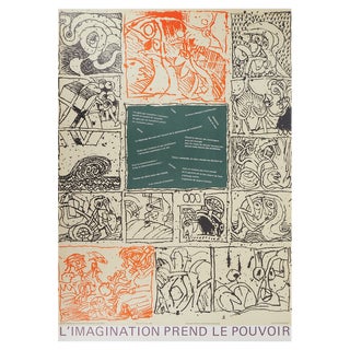 Pierre Alechinsky, Imagination Takes Power (May 68), Original Lithograph Poster For Sale