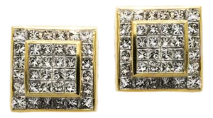 Late 20th Century Pair of 18k Invisible Set Diamond Earrings