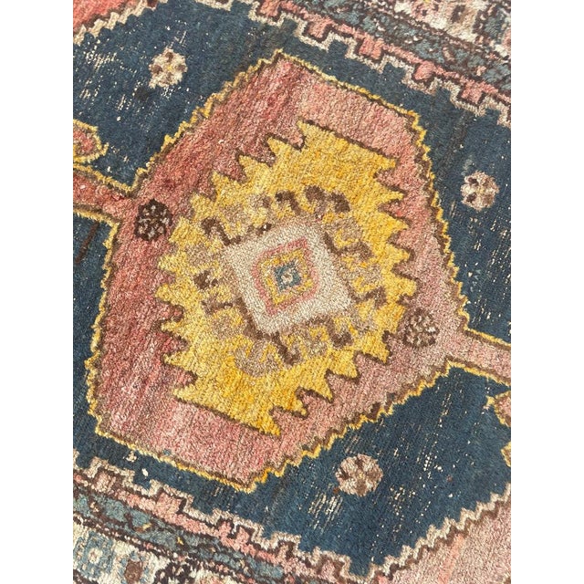Saffron & Midnight Blue Antique Kurdish Rug Tribal Rug 3.5 x 4.8 For Sale - Image 9 of 13