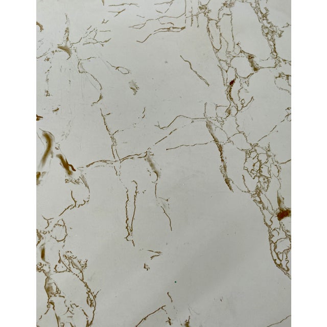 Hollywood Regency Mid Century Pearl-Wick Brass Bathroom Toiletry Stand With Marbleized Shelving For Sale - Image 11 of 13