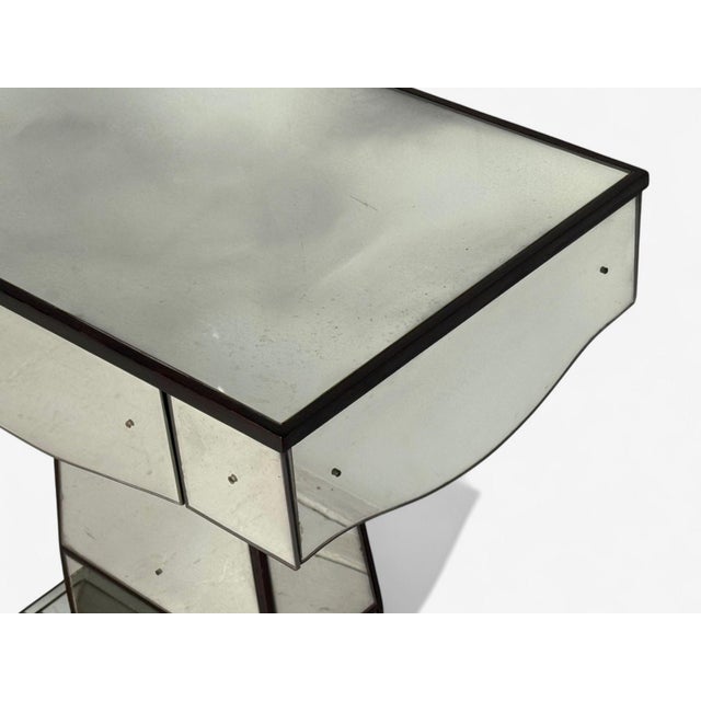 Silver Mid-Century Modern Style, Painted Wood, Distressed Glass, Mirrored Nightstands For Sale - Image 8 of 14
