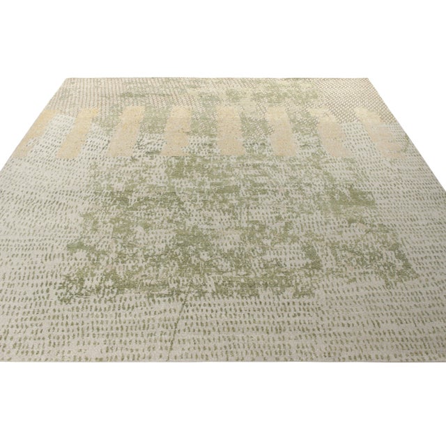 Tribal Rug & Kilim’s Impression Rug in Green, 5x7 For Sale - Image 3 of 6