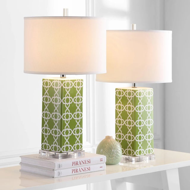 Green 27 Inch H Table Lamp in Green - a Pair For Sale - Image 8 of 9