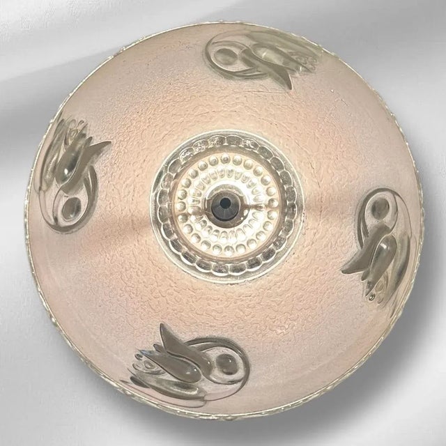 Art Nouveau Brass Table Lamp With Textured Glass Tulip Shade For Sale - Image 3 of 7