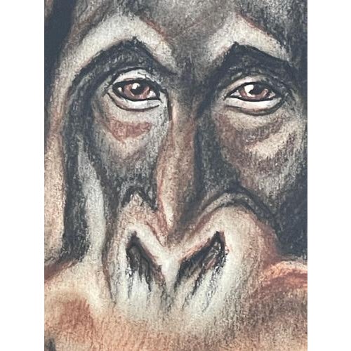 1920s André Margat, Orang-Outan, 1929, Pastel Drawing, Framed For Sale - Image 5 of 11