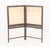 British Mahogany and Beige Silk Two-Panel Folding Screen, probably Irish, with blue trim and with carved clover border....