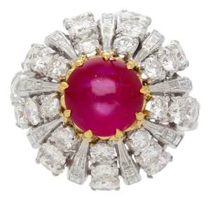 3.04 Carat Star No-Heat Burma Ruby & Sunburst Art Deco Ring, Size 7.5