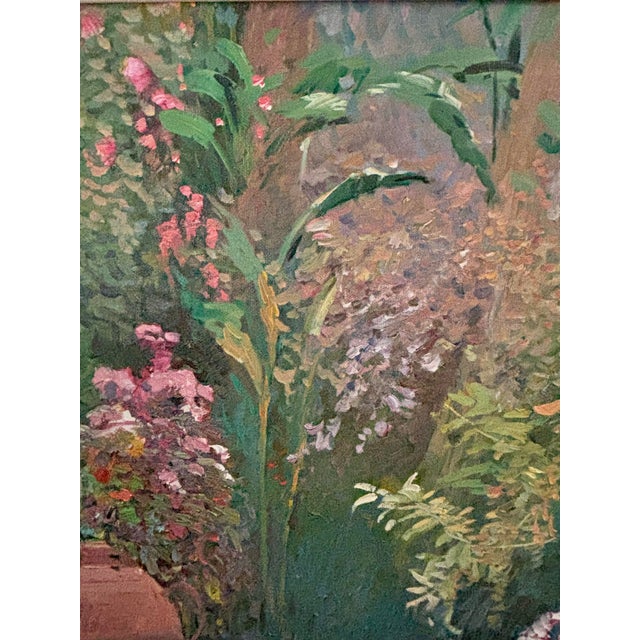 Contemporary Large Botanical Garden Landscape Oil Painting, Framed For Sale - Image 6 of 12