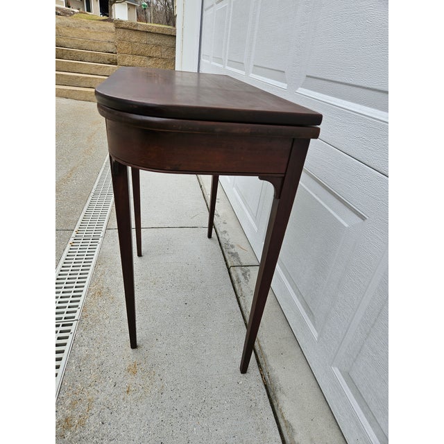Wood Georgian Square Mahogany Flip Top Console Game Table For Sale - Image 7 of 16